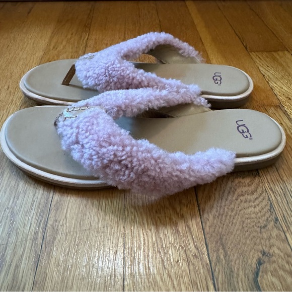 UGG Alicia Pink Dawn Shearling Flip Flops - Picture 2 of 8